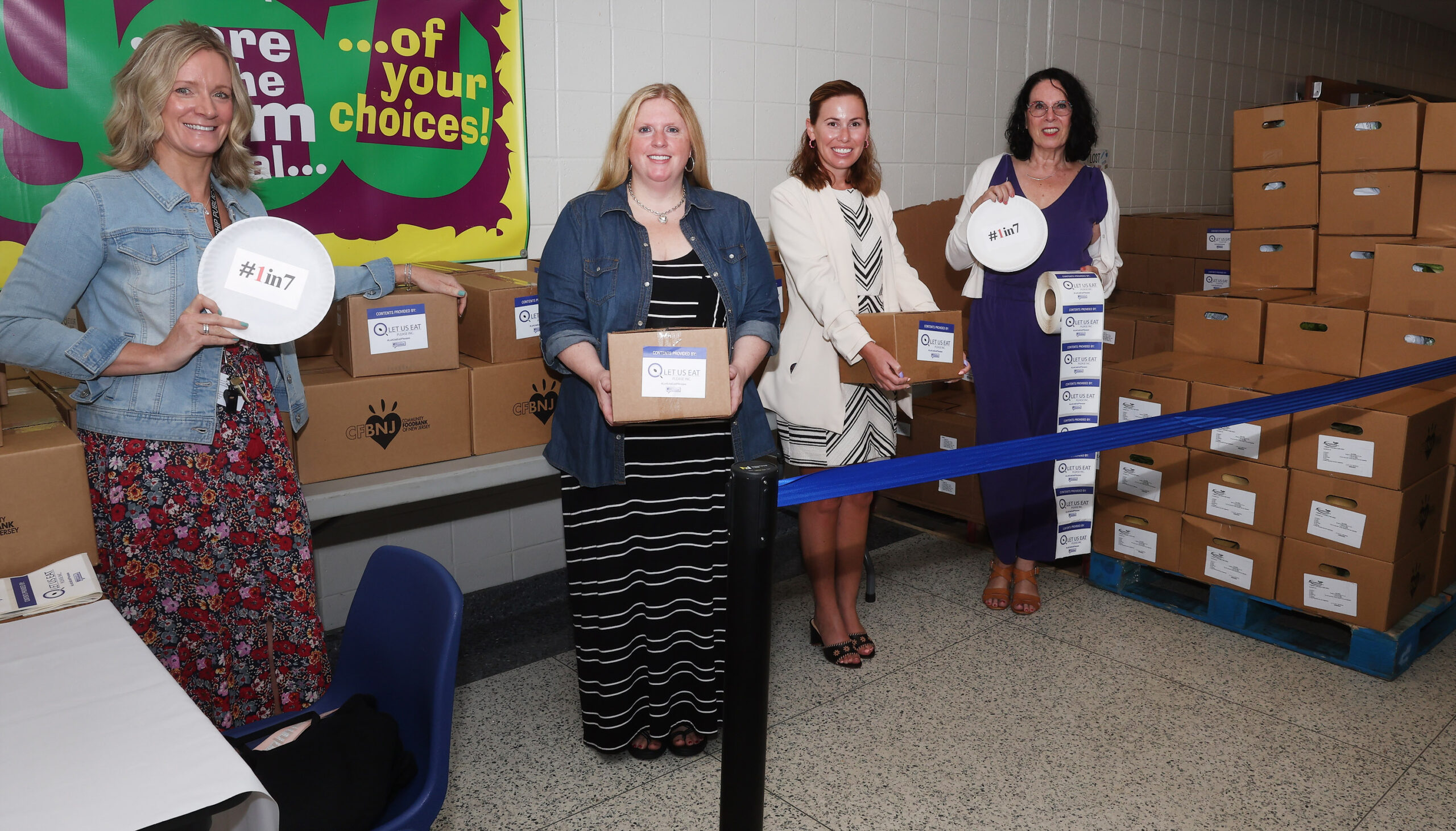 Shown (L – R): Galloway Township Director of Student Services Christine Burgess shown with Let Us Eat – Please, Inc. committee members Amy Houck Elco, Esq., Kasi Gifford, Esq., and Donna Vecere, Director of Marketing, all of Cooper Levenson.