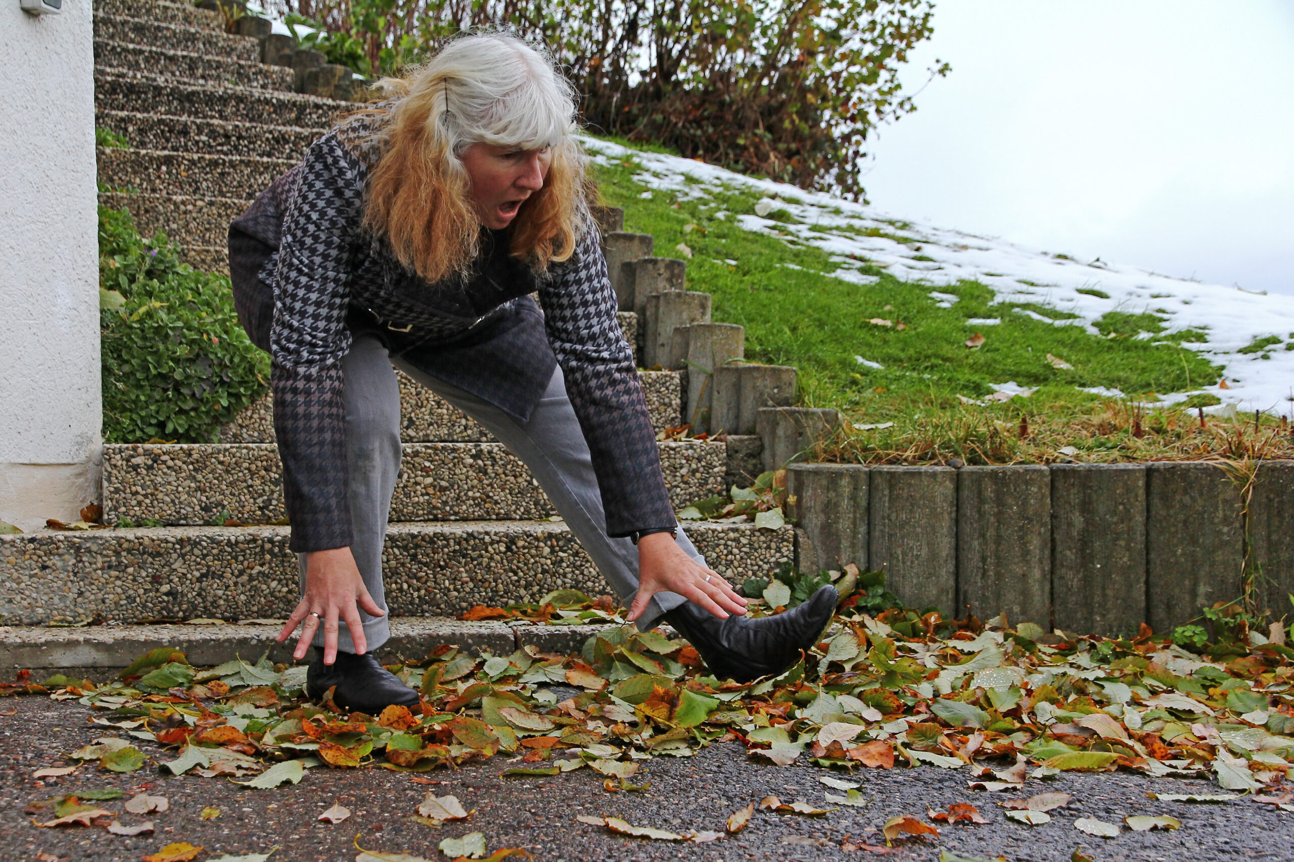 Wet leaves can be just as dangerous as ice and snow when they become slippery. Pedestrians may not notice that wet leaves are covering a crack in the sidewalk that will cause them to trip and fall.