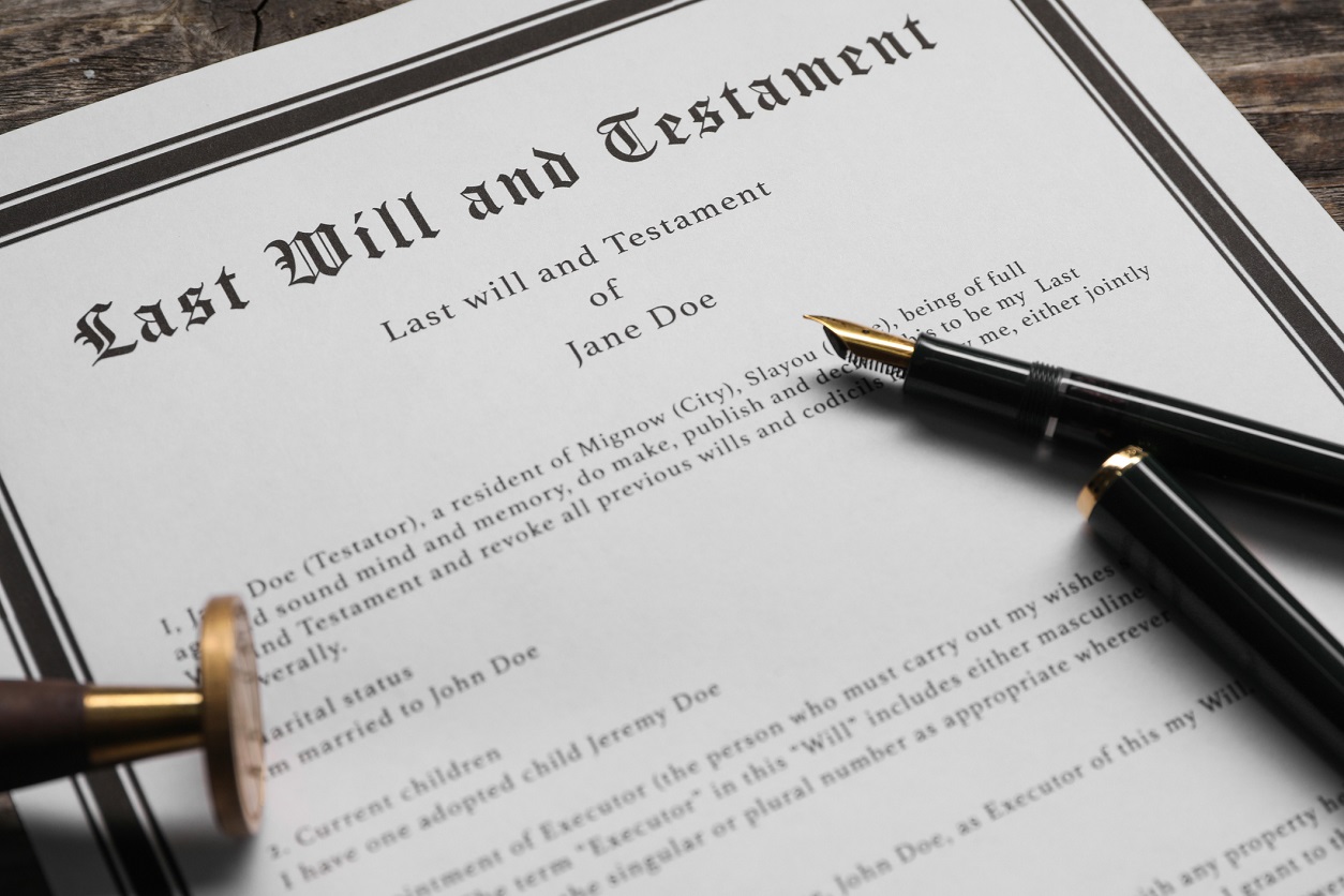 paperwork that says Last Will and Testament