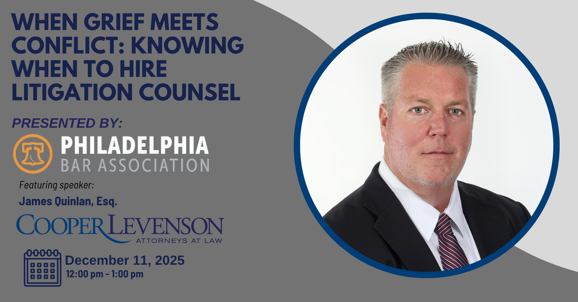 Event promotion graphic for CLE with Jim Quinlan