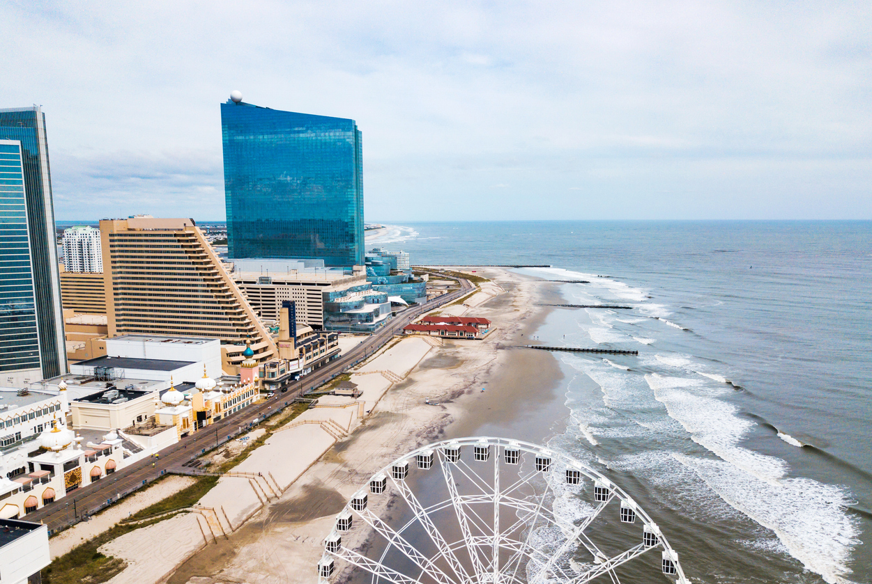 Atlantic city waterline aerial view